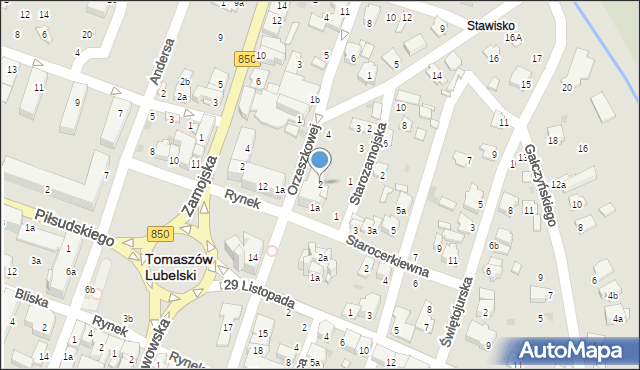 Tomaszów Lubelski, Orzeszkowej Elizy, 2, mapa Tomaszów Lubelski