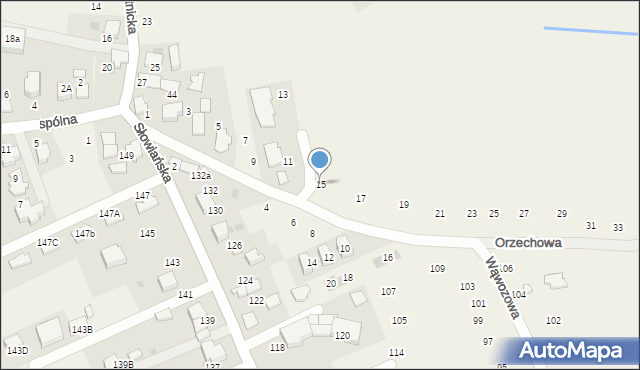 Tomaszowice, Orzechowa, 15, mapa Tomaszowice