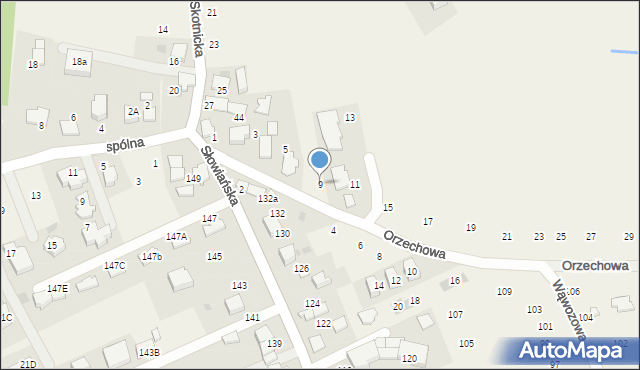 Tomaszowice, Orzechowa, 9, mapa Tomaszowice