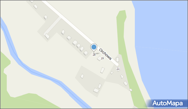 Uście, Orchowa, 18, mapa Uście