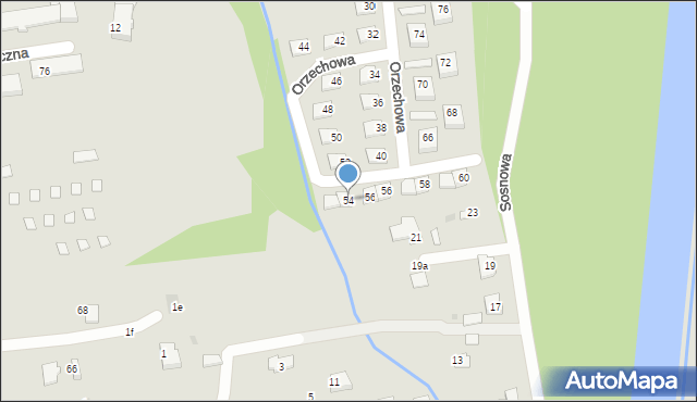 Ustroń, Orzechowa, 54, mapa Ustroń