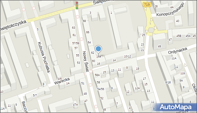 Warszawa, Ordynacka, 14a, mapa Warszawy