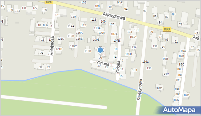 Warszawa, Oriona, 29, mapa Warszawy