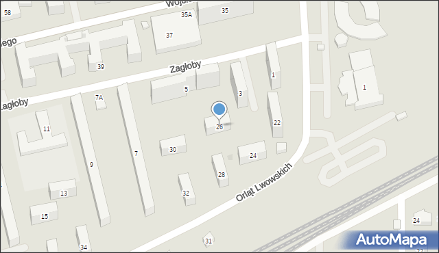 Warszawa, Orląt Lwowskich, 26, mapa Warszawy