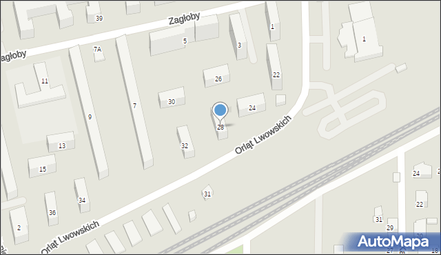 Warszawa, Orląt Lwowskich, 28, mapa Warszawy