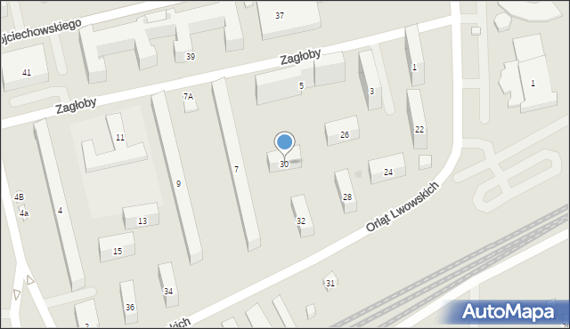 Warszawa, Orląt Lwowskich, 30, mapa Warszawy