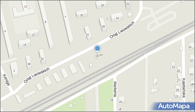 Warszawa, Orląt Lwowskich, 31, mapa Warszawy