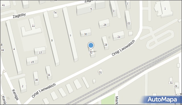 Warszawa, Orląt Lwowskich, 32, mapa Warszawy