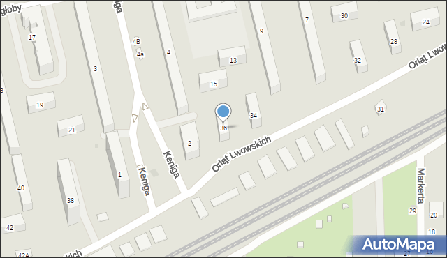 Warszawa, Orląt Lwowskich, 36, mapa Warszawy
