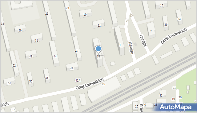 Warszawa, Orląt Lwowskich, 38, mapa Warszawy