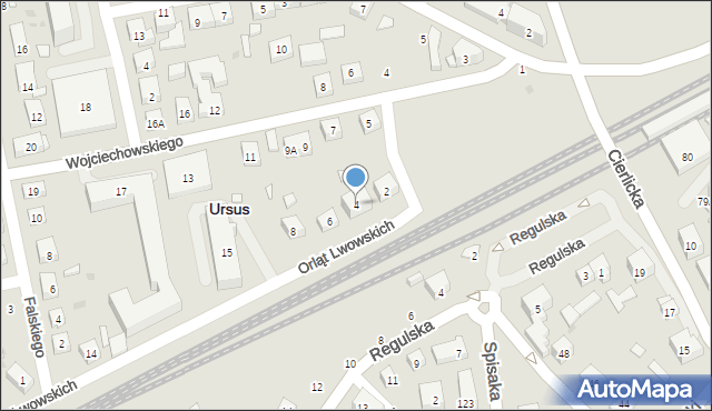 Warszawa, Orląt Lwowskich, 4, mapa Warszawy