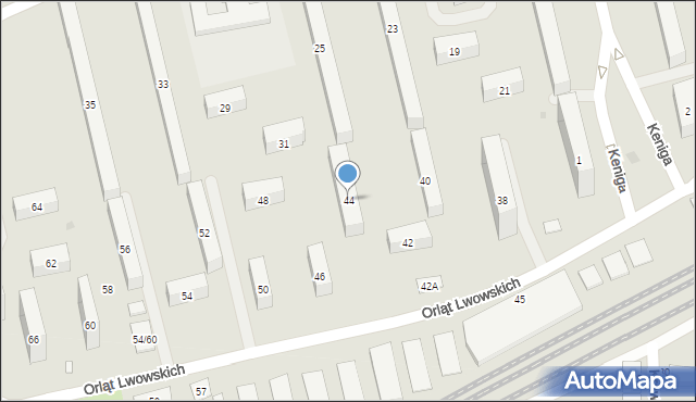 Warszawa, Orląt Lwowskich, 44, mapa Warszawy
