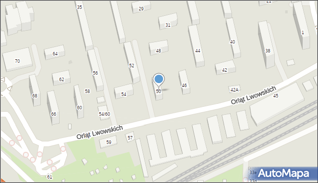 Warszawa, Orląt Lwowskich, 50, mapa Warszawy