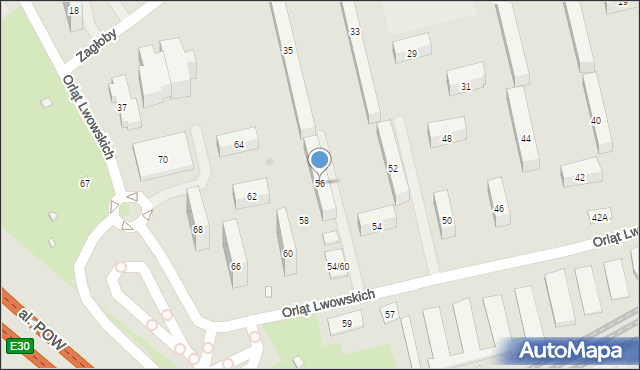 Warszawa, Orląt Lwowskich, 56, mapa Warszawy