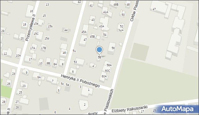 Warszawa, Orłów Piastowskich, 58, mapa Warszawy