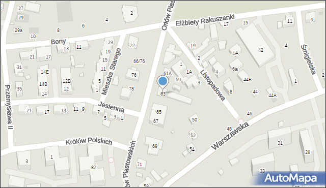 Warszawa, Orłów Piastowskich, 63, mapa Warszawy