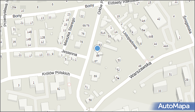 Warszawa, Orłów Piastowskich, 65, mapa Warszawy