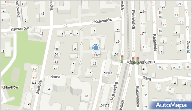 Warszawa, Orkana Władysława, 14a, mapa Warszawy