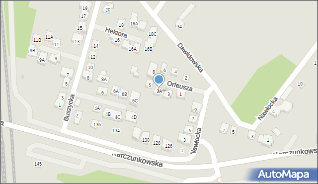 Warszawa, Orfeusza, 3A, mapa Warszawy