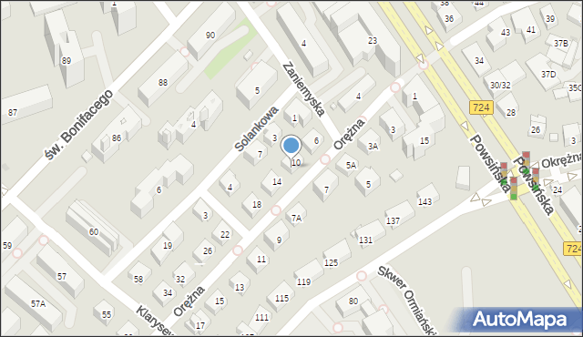 Warszawa, Orężna, 12, mapa Warszawy
