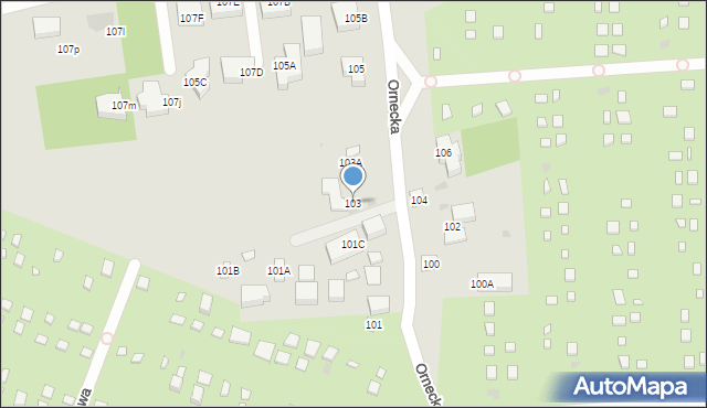 Warszawa, Ornecka, 103, mapa Warszawy