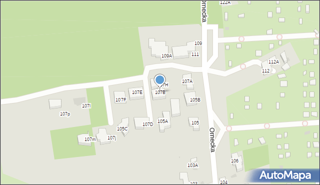 Warszawa, Ornecka, 107B, mapa Warszawy