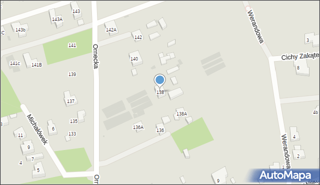 Warszawa, Ornecka, 138, mapa Warszawy