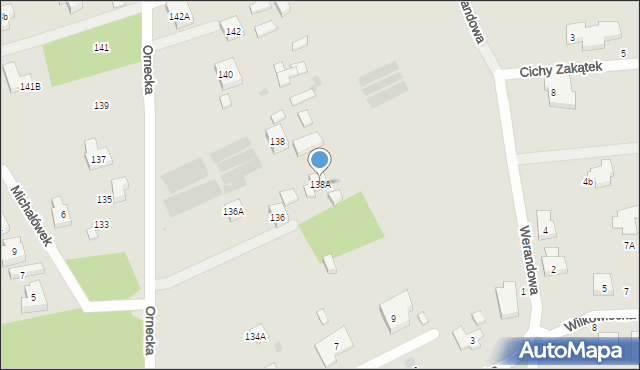 Warszawa, Ornecka, 138A, mapa Warszawy