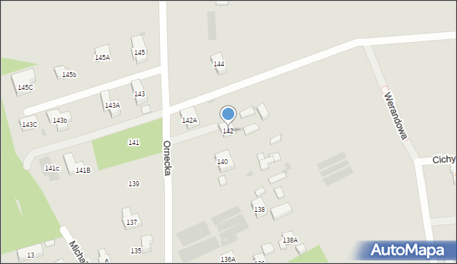 Warszawa, Ornecka, 142, mapa Warszawy