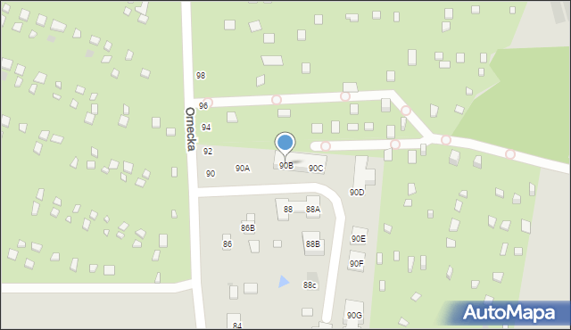 Warszawa, Ornecka, 90B, mapa Warszawy