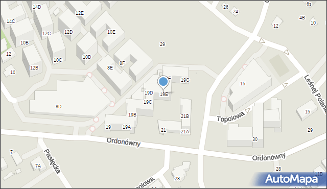Warszawa, Ordonówny Hanki, 19E, mapa Warszawy