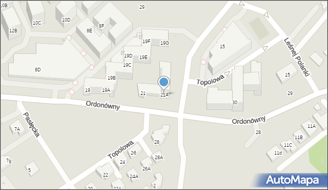 Warszawa, Ordonówny Hanki, 21A, mapa Warszawy