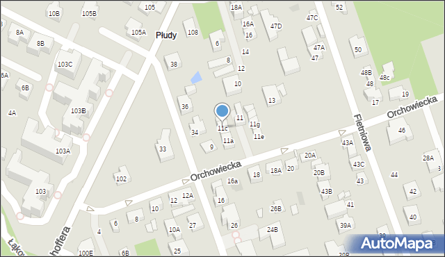 Warszawa, Orchowiecka, 11c, mapa Warszawy