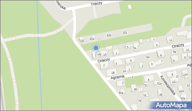 Warszawa, Oraczy, 1, mapa Warszawy