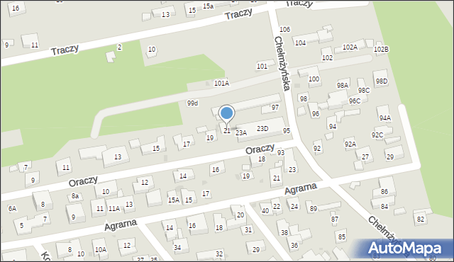 Warszawa, Oraczy, 21, mapa Warszawy
