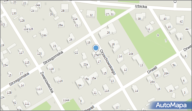 Warszawa, Orzechowskiego Stanisława, 17A, mapa Warszawy