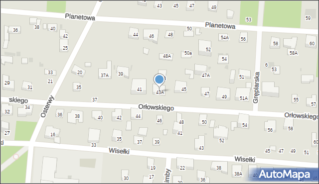 Warszawa, Orłowskiego Aleksandra, 43A, mapa Warszawy