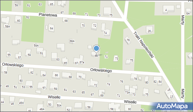 Warszawa, Orłowskiego Aleksandra, 69, mapa Warszawy