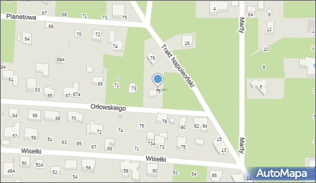 Warszawa, Orłowskiego Aleksandra, 75, mapa Warszawy
