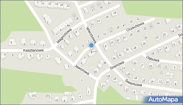 Wasilków, Orzechowa, 6, mapa Wasilków