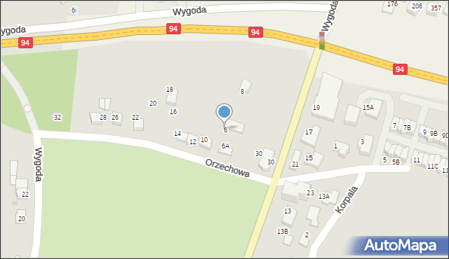 Wieliczka, Orzechowa, 6, mapa Wieliczka