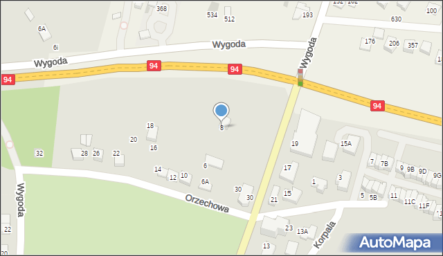 Wieliczka, Orzechowa, 8, mapa Wieliczka