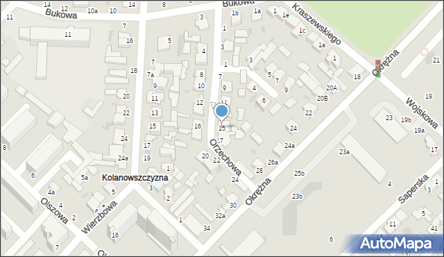 Włocławek, Orzechowa, 15, mapa Włocławka