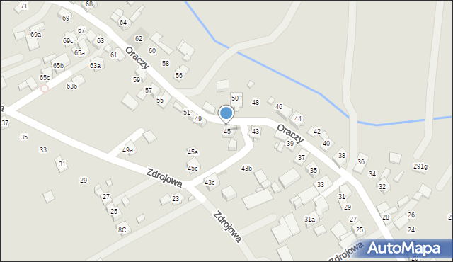 Wodzisław Śląski, Oraczy, 45, mapa Wodzisławia Śląskiego