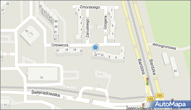 Wrocław, Orłowicza Mieczysława, 12, mapa Wrocławia