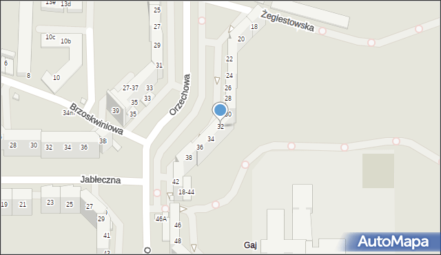 Wrocław, Orzechowa, 32, mapa Wrocławia