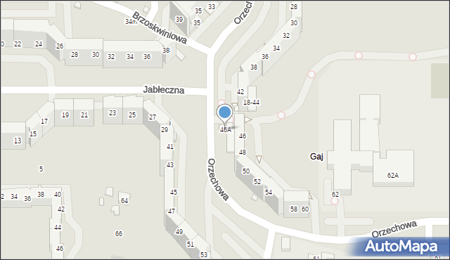 Wrocław, Orzechowa, 46A, mapa Wrocławia