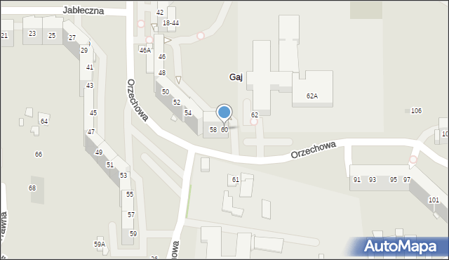 Wrocław, Orzechowa, 60, mapa Wrocławia
