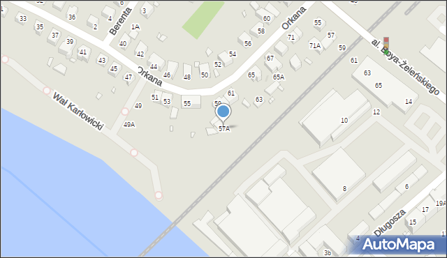 Wrocław, Orkana Władysława, 57A, mapa Wrocławia