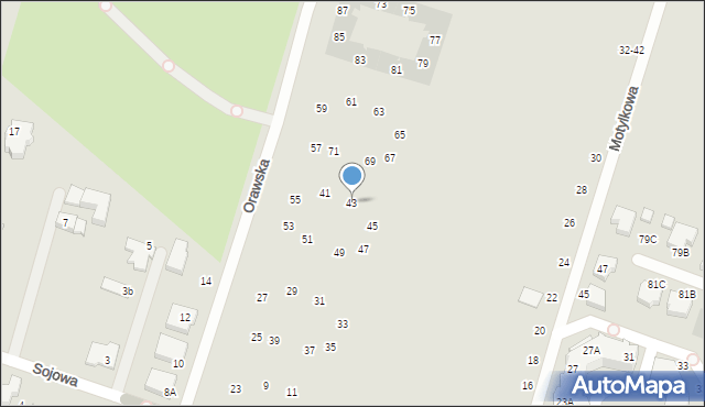 Wrocław, Orawska, 43, mapa Wrocławia